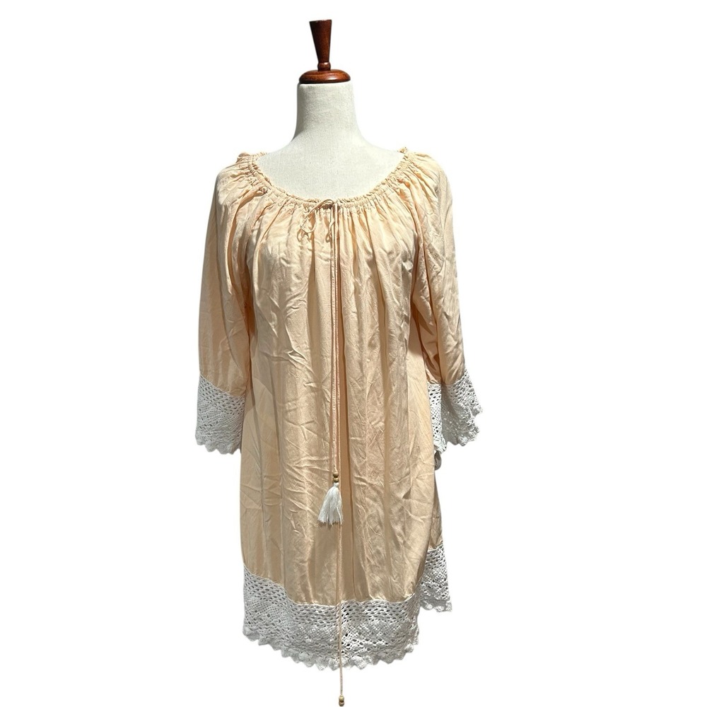 Fillyboo Dream Catcher Dress M Peach Crochet Boho Midi‎ Cottagecore Festival